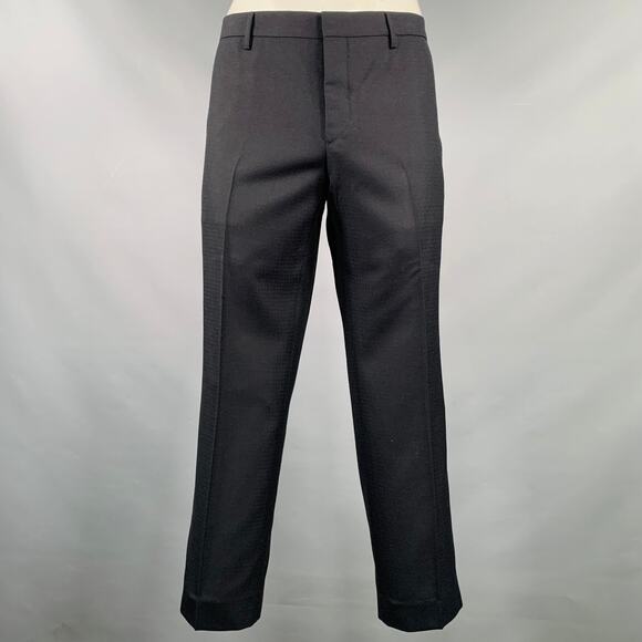PRADA Size 38 Grey Textured Wool Flat Front Dress Pants - Picture 1 of 6